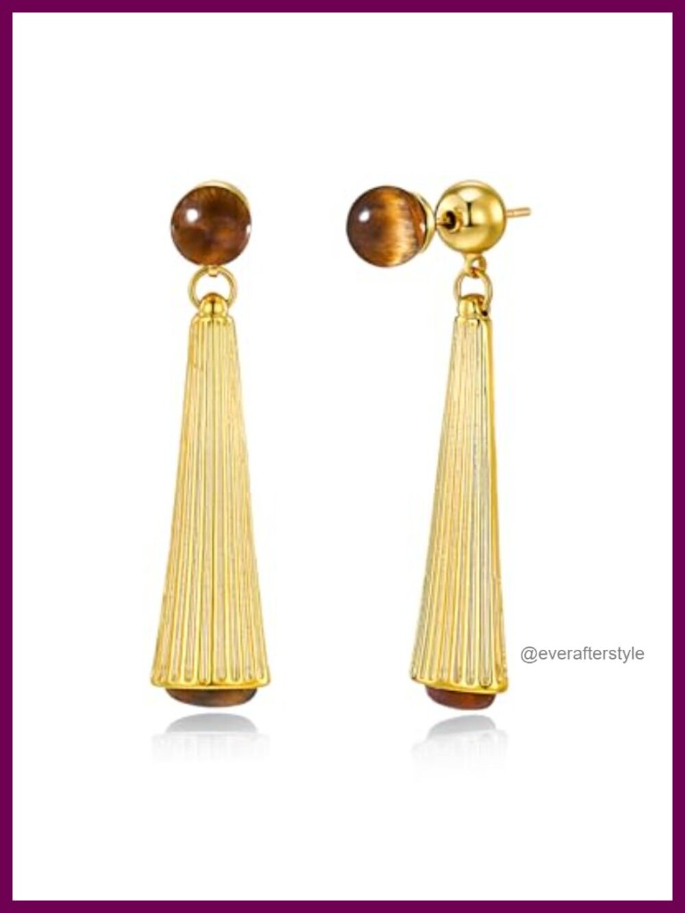 18K Gold Plated Tiger Eye Drop Dangle Earrings Boho Statement Jewelry